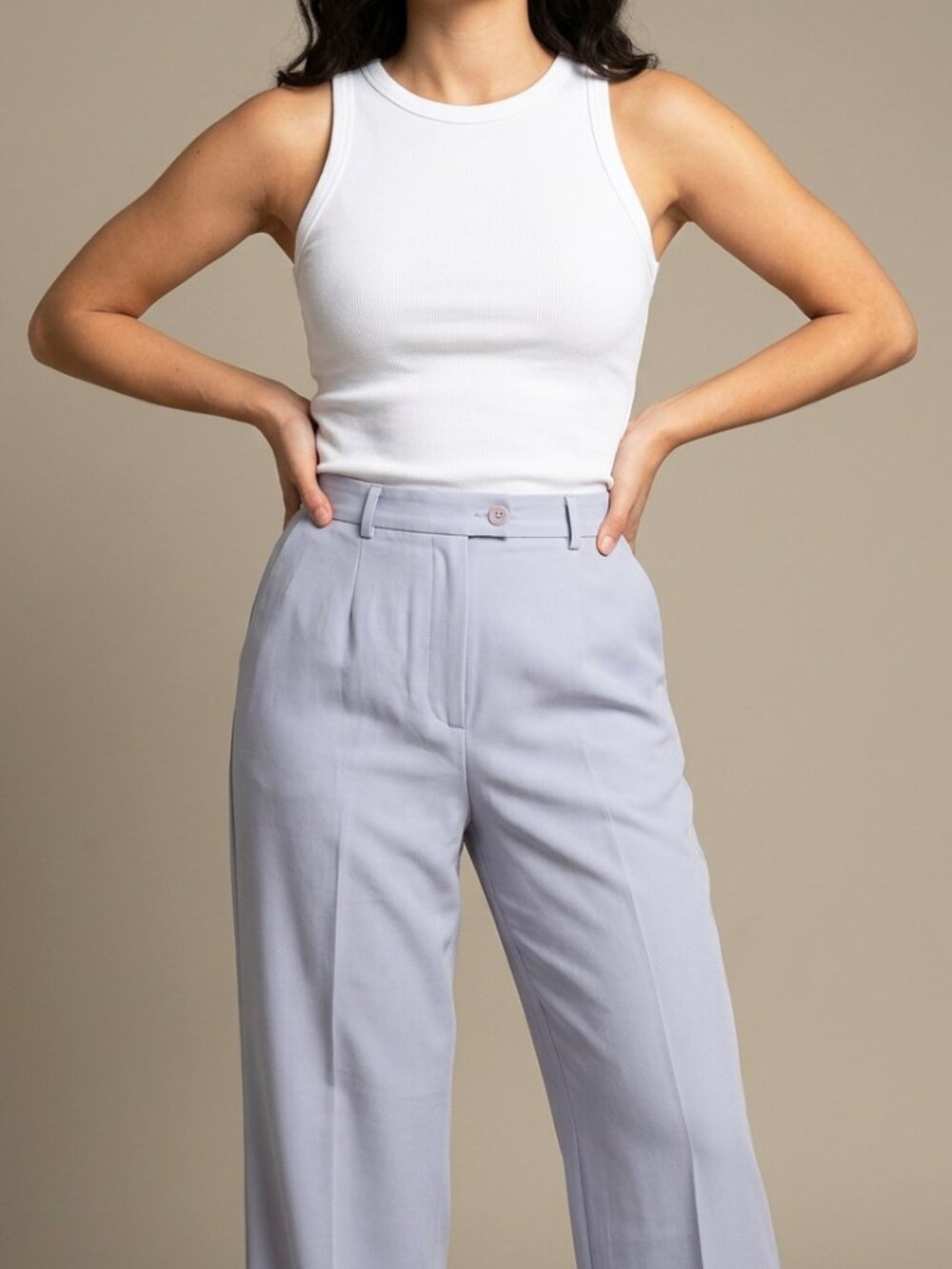 Zanella Wool Gabardine Trousers Lavender Slate High Rise Straight Leg Size 10